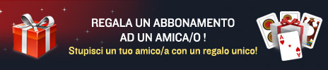 Regala un abbonamento Biska Gold per giocare a poker burraco e giochi di carte senza limiti!