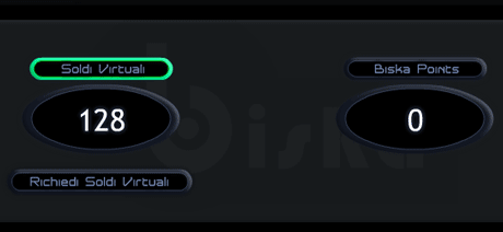 Biska points e Soldi Virtuali nel pannello di Account